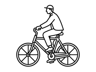 Obraz premium A man rides a bicycle through a park on a sunny day outdoors freely.