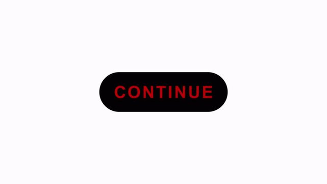 Minimalist Continue Button Text Animation on transparent backgroud.Modern Continue Text Animation Loop animation in a simple interface style in 4K animation with alpha channel continue buton animation