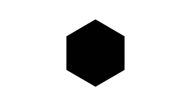Minimalist black hexagon icon, geometric polygon vector, simple six-sided shape