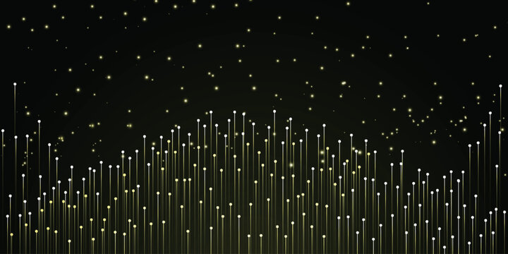 Abstract techno background with moving lines and light dots decoration. Futuristic concept with shiny lines and dots texture.