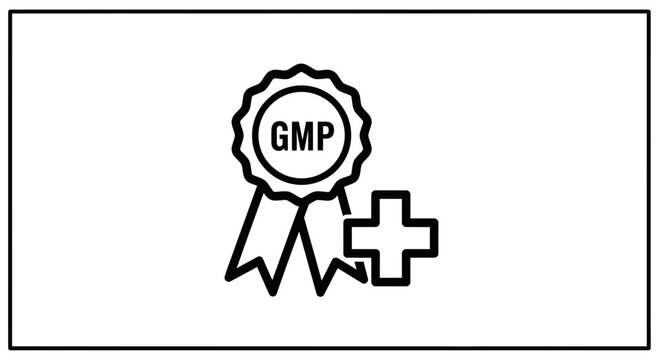 GMP Certified Quality Seal with Plus Sign Icon