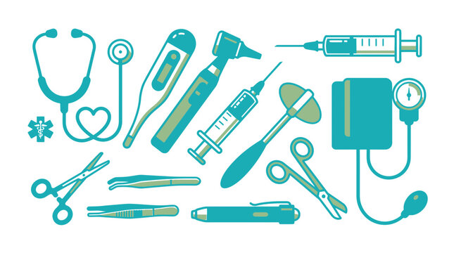 Medical tools and equipment for healthcare professionals on a clean surface