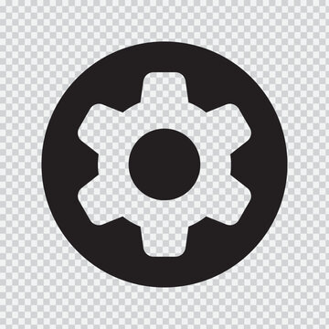 Gear icon with a black fill and transparent background representing settings or configuration adjustment