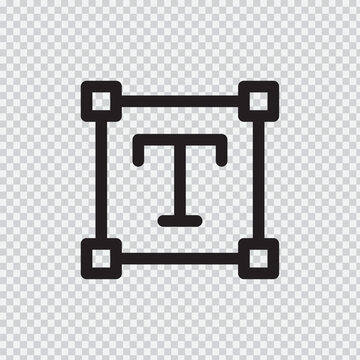 Text box icon with handles black outline on a transparent background for digital interfaces