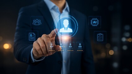 Fototapeta premium Digital Candidate Screening and Recruitment Process with HR Evaluation and Talent Selection