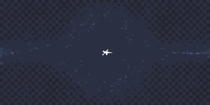 A lone spaceship travels through a starfield of blue and white pixels