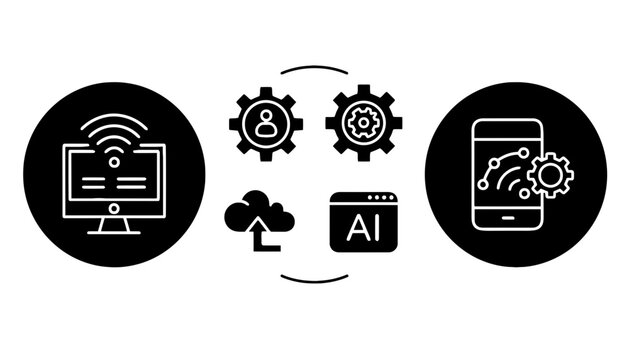Imagine prompt: AI digital technology and cloud computing system