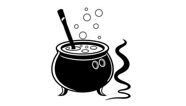 Imagine prompt black silhouette of cauldron with magic potion