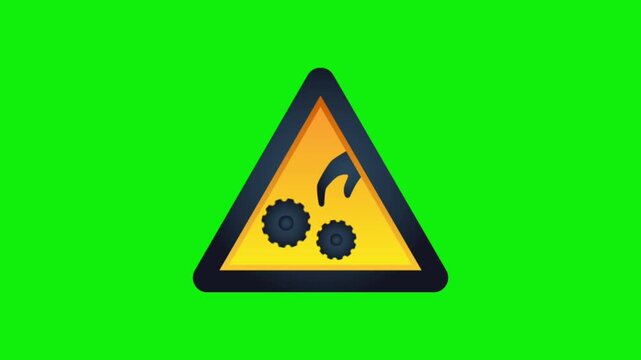 Warning sign with dripping paint on bright green background flat design illustration
