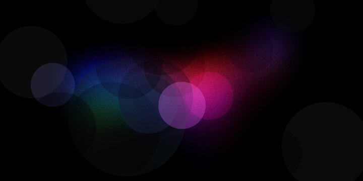 Dark minimalist wallpaper featuring soft glowing light bokeh orbs in shades of red magenta and cyan on black textured background.