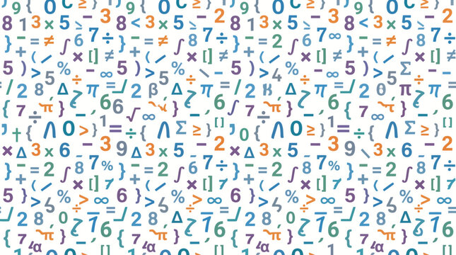 Colorful Handwritten Mathematical Equations And Numbers Background.