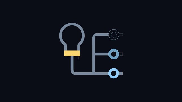 Electrical diagram icon illustrates circuit split with light bulb