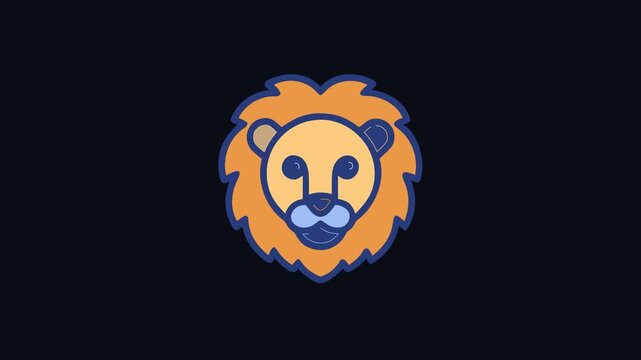 Cartoon Lion Face Icon with Bold Outline Design