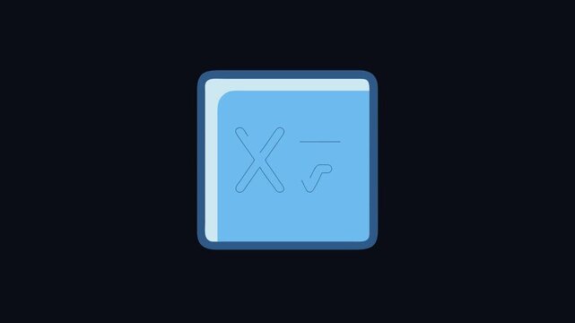 Math symbols icon on blue square background illustration