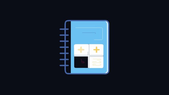 Calculator icon in blue notebook for accounting applications
