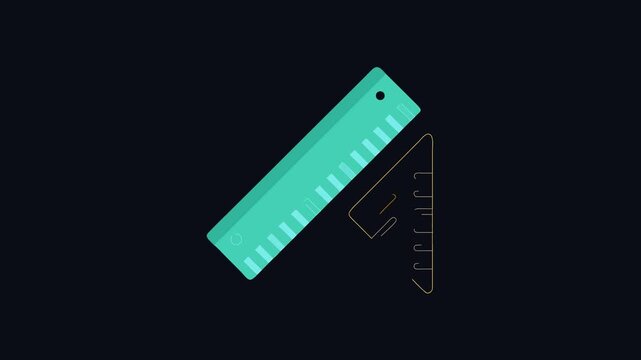 Flat motion illustration of a ruler and triangle shape