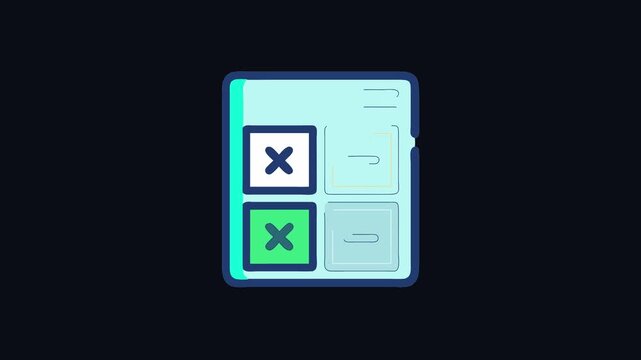 Stylized digital calculator icon representing subtraction and multiplication functions