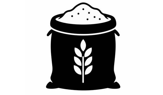 Sacc de faina din bumbac plin cu cereale macinate ecologice pictograma vectoriala izolata