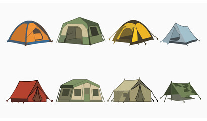 Camping tent vector set with different outdoor hiking and travel tent designs © Milon
