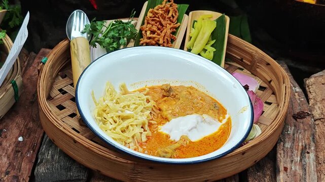 Northern Thai curry noodles, khao soi noodles, khao soi noodles Thai food