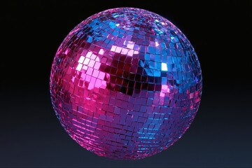 Obraz premium Shiny disco ball with pink and blue reflections