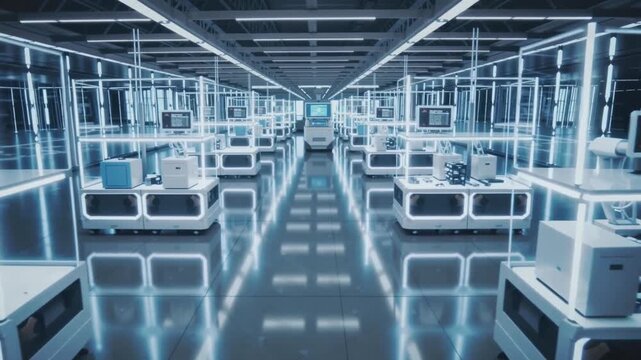 High tech futuristic computing lab server room