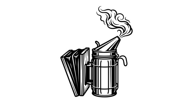 Smoker With Bellows Black And White Illustration