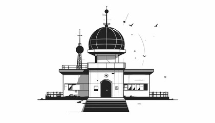 Dome Building Architecture Front View. © Putra
