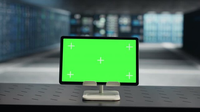 Replaceable-screen tablet supports annual equipment inspection in a server farm with a replaceable display for technology workflow mockups.