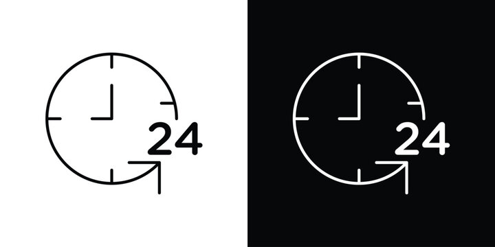 Time twenty four icon black lineart editable vectors pack