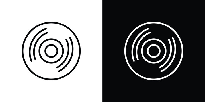 Vinyl icon black lineart editable vectors pack