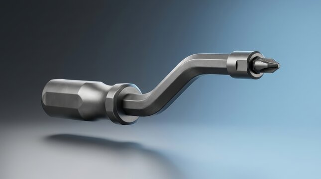 Offset screwdriver 3D render angled drive fastening tool engineered for restricted access applications assembly maintenance and repair procedures