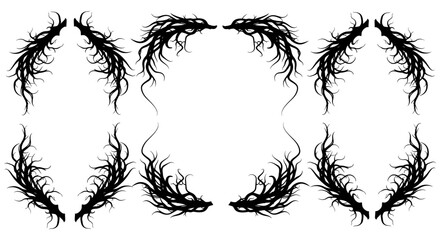 Gothic black branch silhouettes and organic ornamental elements © doung