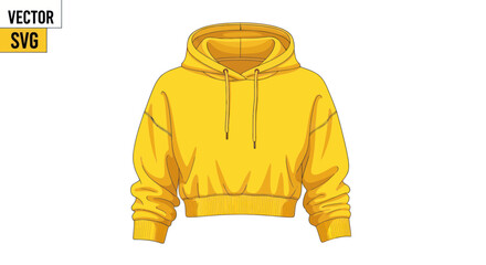 Yellow cropped hoodie with oversized sleeves and drawstrings © doung