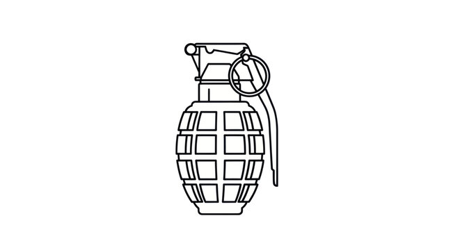 Fragmentation hand grenade line drawing with safety pin