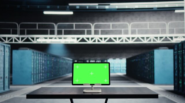 Replaceable-screen tablet supports infrastructure maintenance inside a server farm, combining a replaceable display with screen replacement, infrastructure monitoring and technology workflow mockups.