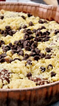 Homemade Chocolate Chip Crumble Cake Giant Cookie Tart Pastry Sweet Dessert Baking