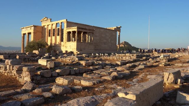 Ancient Erechtheion temple on the Acropolis of Athens