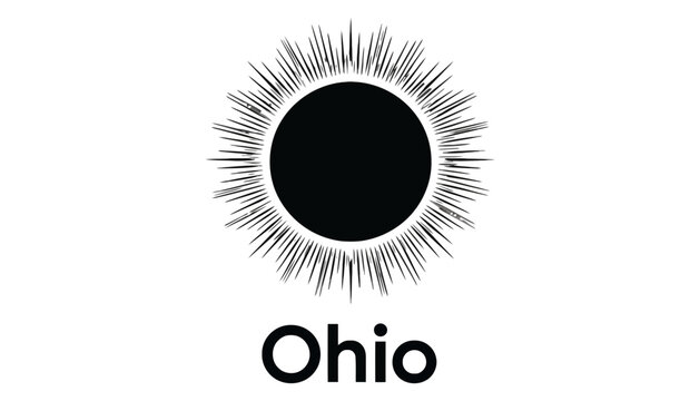 Black eclipse sun graphic icon with text ohio below