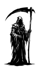 Obraz premium Grim reaper phantom silhouette holding a large scythe blade for halloween