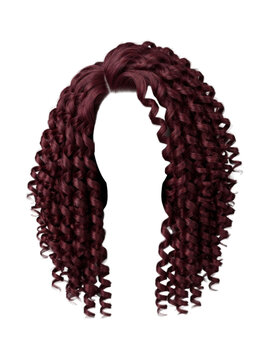 Styled long burgundy curly hair wig extension