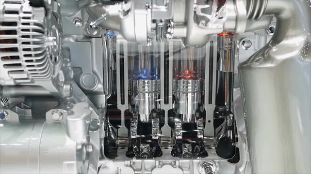 Motorcycle suspension compressing and rebounding during operation in workshop video