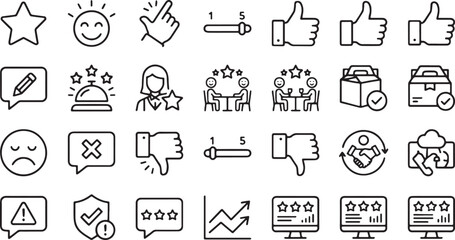 Fototapeta premium Customer Feedback, Service Ratings, and User Experience Evaluation Line Icon Set