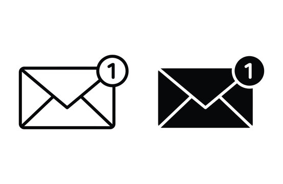 Email notification icons with one unread message count badge