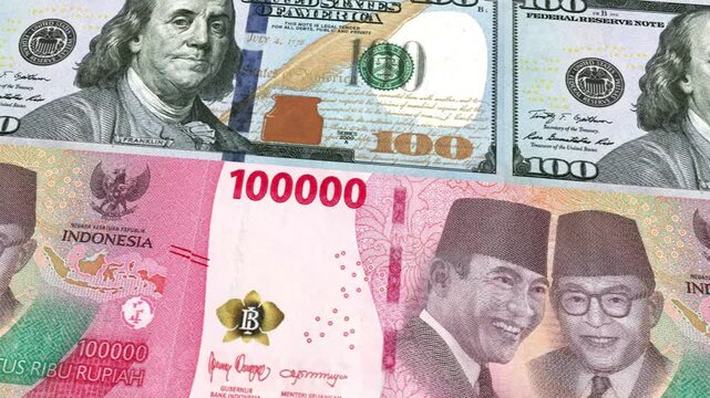 US Dollar to Indonesian Rupiah 100000 Currency Exchange Money Loop Background Finance Animation