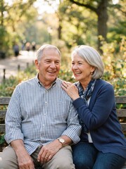 Fototapeta premium Happy Senior Couple Smiling Together in a Peaceful Park