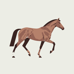 Obraz premium Brown Horse Running Fast Sideways View.