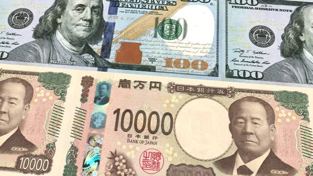 US Dollar to Japanese Yen 10000 Currency Exchange Money Loop Background Finance Animation