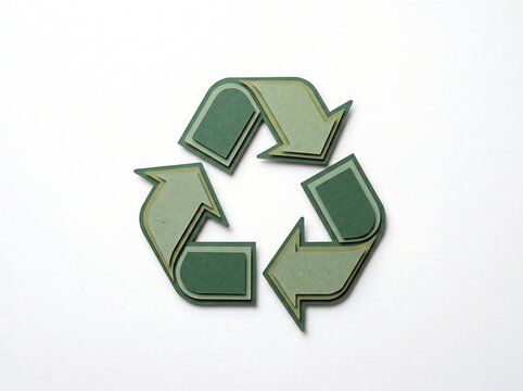 A green recycling symbol with three arrows in a circular motion
