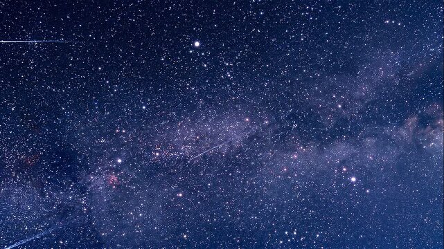 夏の大三角が輝く満天の夜空と美しく流れる星の背景用アニメーションイラスト動画（8秒） / Summer Triangle Starry Night Sky and Shooting Stars Animation Loop